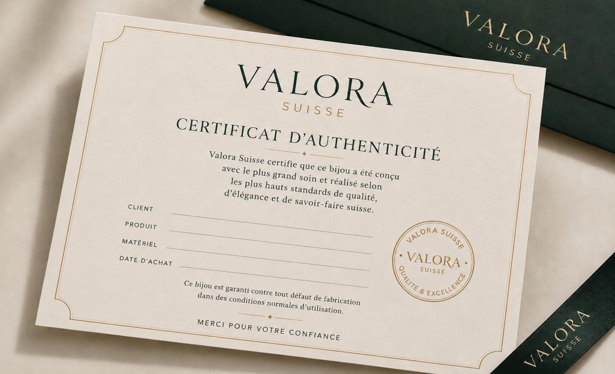Certificat d'authenticité Valora Suisse avec son sceau